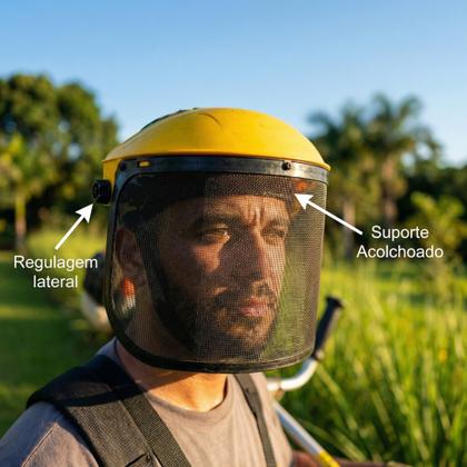 Imagem de Kit 2 Protetor Facial Tela de aço Para Operador De Roçadeira Sanre