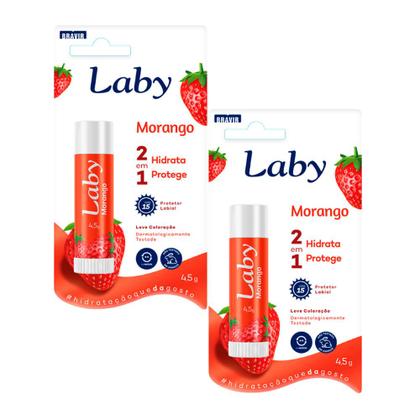 Imagem de Kit 2 Protetor Solar Labial Laby FPS 15 Sabor Morango 4,5g