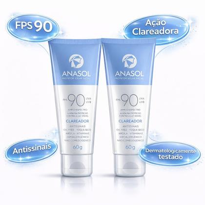 Imagem de Kit 2 Protetores Solar Facial Anasol Clareador FPS 90