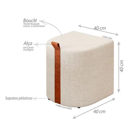 Imagem de Kit 2 Puff Banqueta Para Penteadeira Closet Sala Quarto Tecido Bloucle Premium. BEGE