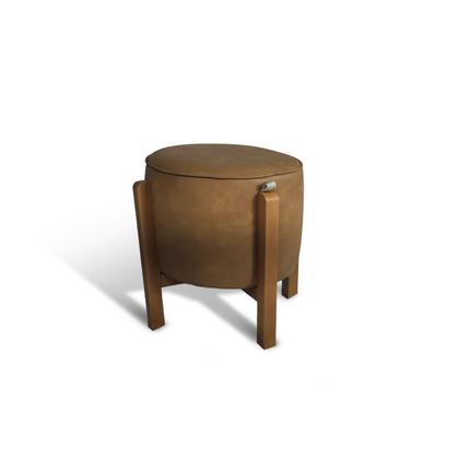 Imagem de Kit 2 Puff Banqueta Redondo Zoe material sintético Caramelo Decorativo Base de Madeira