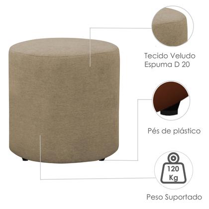 Imagem de kit 2 Puff Banqueta Viena Decorativo Quarto Sala Redondo Linho Bege