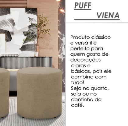 Imagem de kit 2 Puff Banqueta Viena Decorativo Quarto Sala Redondo Linho Bege