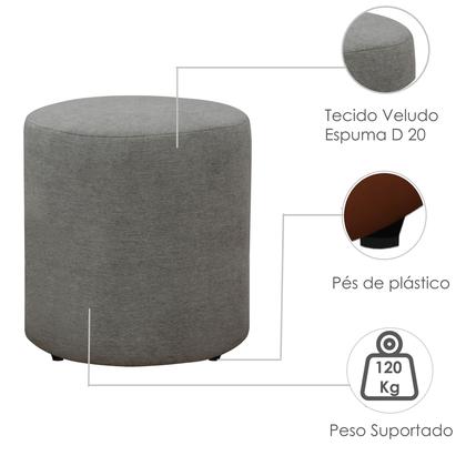 Imagem de kit 2 Puff Banqueta Viena Decorativo Quarto Sala Redondo Linho Cinza