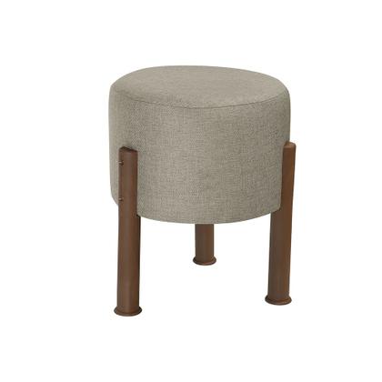 Imagem de Kit 2 Puff Banquinho Redondo Decorativo Thor em Linho Pés Polietileno Cor Bege