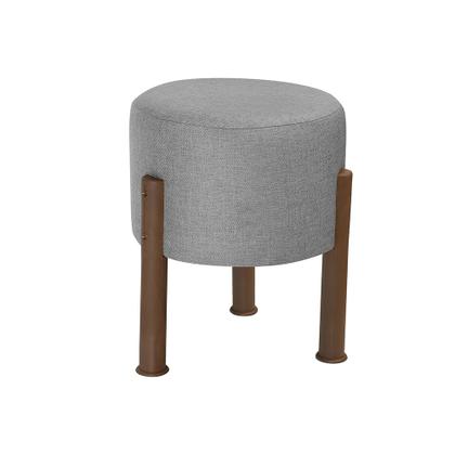 Imagem de Kit 2 Puff Banquinho Redondo Decorativo Thor em Linho Pés Polietileno Cor Cinza