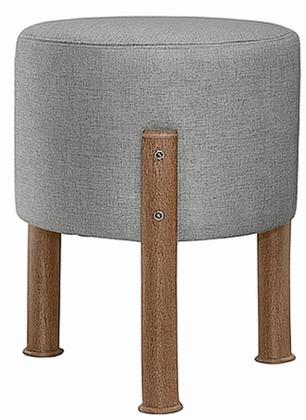 Imagem de Kit 2 Puff Banquinho Redondo Decorativo Thor em Linho Pés Polietileno Cor Cinza - PC MÓVEIS