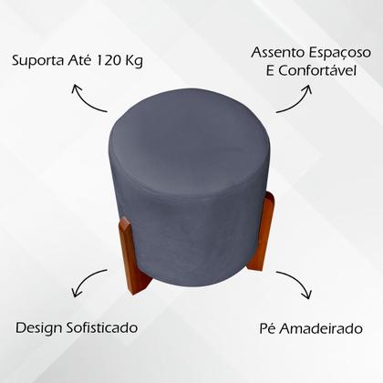 Imagem de Kit 2 Puff Decorativo Confortável Para Sala Penteadeira Eloah Suede Cores Pé Castanho