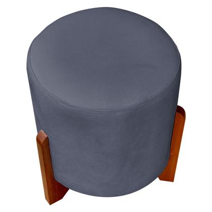 Imagem de Kit 2 Puff Decorativo Confortável Para Sala Penteadeira Eloah Suede Cores Pé Castanho