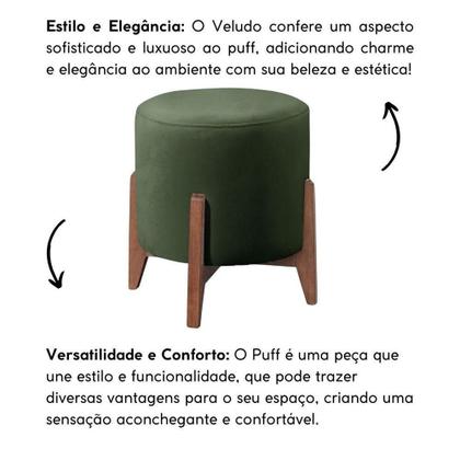 Imagem de Kit 2 Puff Decorativo Para Sala Redondo Luxo Dallas Veludo Verde