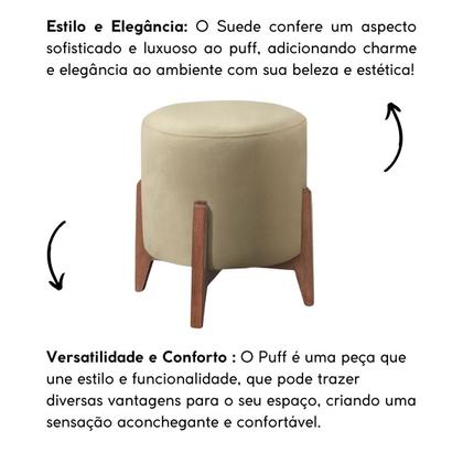 Imagem de Kit 2 puff Decorativo para Sala Redondo Luxo Dubai Suede