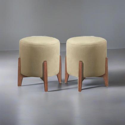 Imagem de Kit 2 puff Decorativo para Sala Redondo Luxo Dubai Suede