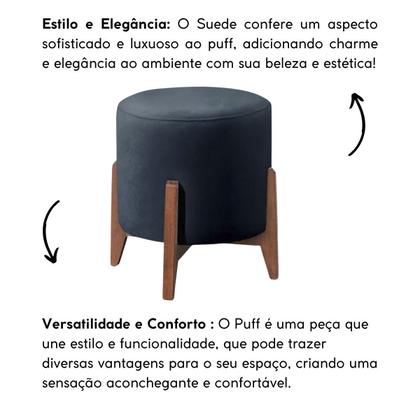 Imagem de Kit 2 puff Decorativo para Sala Redondo Luxo Selena Suede