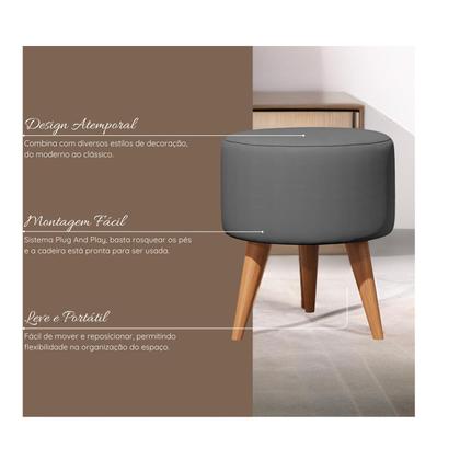 Imagem de Kit 2 Puff Decorativo Redondo, Puff Para Penteadeira E Sala De Estar, Puf Decoração Apoio Para Pés