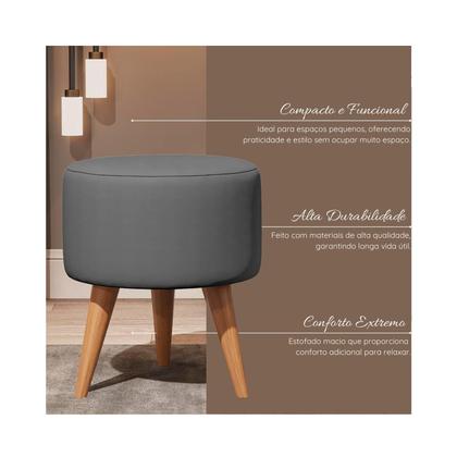 Imagem de Kit 2 Puff Decorativo Redondo, Puff Para Penteadeira E Sala De Estar, Puf Decoração Apoio Para Pés