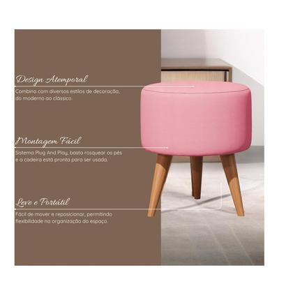 Imagem de Kit 2 Puff Decorativo Redondo, Puff Para Penteadeira E Sala De Estar, Puf Decoração Apoio Para Pés