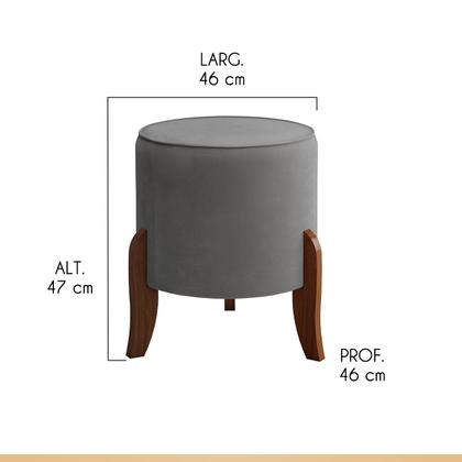 Imagem de Kit 2 Puff Decorativos Redondo 46 x 47 Cm Veneza Suede Cinza CCS