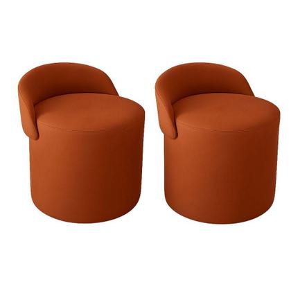 Imagem de Kit 2 Puff Encosto Suede Redondo Sala Banco Orgânico Quarto Terracota