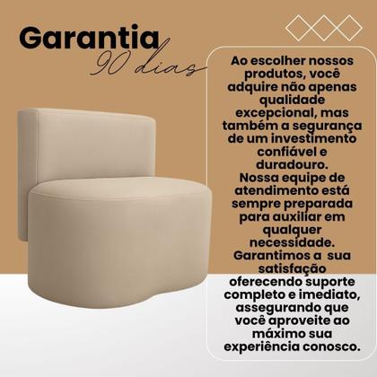Imagem de Kit 2 Puff Feijão Orgânico Curvo Com Encosto Redondo Sala Quarto Resistente Confortável Linho Cor:Suede Bege