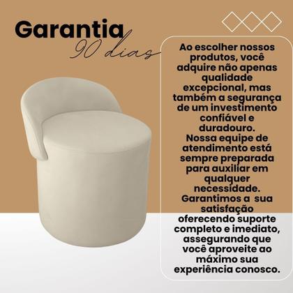 Imagem de Kit 2 Puff Linho Redondo Encosto Orgânico Quarto Sala Closet Cor:Bege