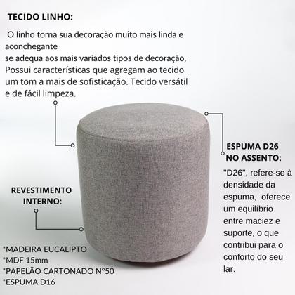 Imagem de Kit 2 Puff Perse Redondo Decorativo Para Sala Quarto Puf Tecido em Linho