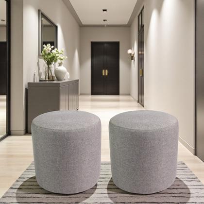 Imagem de Kit 2 Puff Perse Redondo Decorativo Para Sala Quarto Puf Tecido em Linho