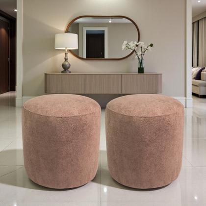 Imagem de Kit 2 Puff Perse Redondo Organico Puffe Decorativo Tecido boucle