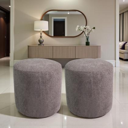 Imagem de Kit 2 Puff Perse Redondo Organico Puffe Decorativo Tecido boucle