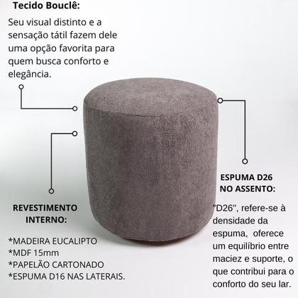 Imagem de Kit 2 Puff Perse Redondo Organico Puffe Decorativo Tecido boucle