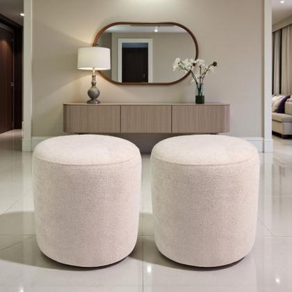 Imagem de Kit 2 Puff Perse Redondo Organico Puffe Decorativo Tecido boucle
