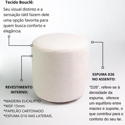 Imagem de Kit 2 Puff Perse Redondo Organico Puffe Decorativo Tecido boucle