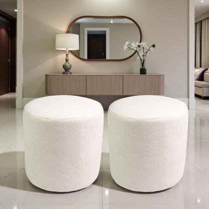 Imagem de Kit 2 Puff Perse Redondo Organico Puffe Decorativo Tecido boucle