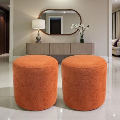 Imagem de Kit 2 Puff Perse Redondo Organico Puffe Decorativo Tecido boucle