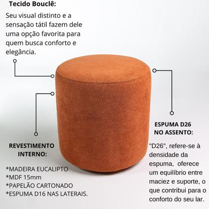 Imagem de Kit 2 Puff Perse Redondo Organico Puffe Decorativo Tecido boucle