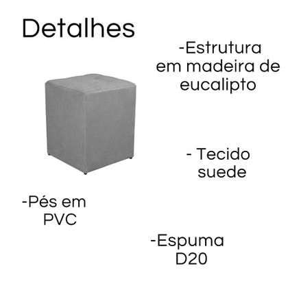 Imagem de Kit 2 Puff Quadrado Decorativo Suede