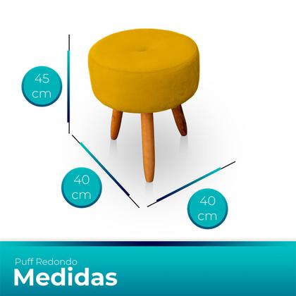 Imagem de Kit 2 Puff Redondo com Botonê para Sala e Quarto Veludo  - LH Decor