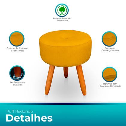Imagem de Kit 2 Puff Redondo com Botonê para Sala e Quarto Veludo  - LH Decor