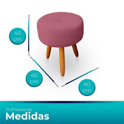 Imagem de Kit 2 Puff Redondo com Botonê para Sala e Quarto Veludo  - LH Decor