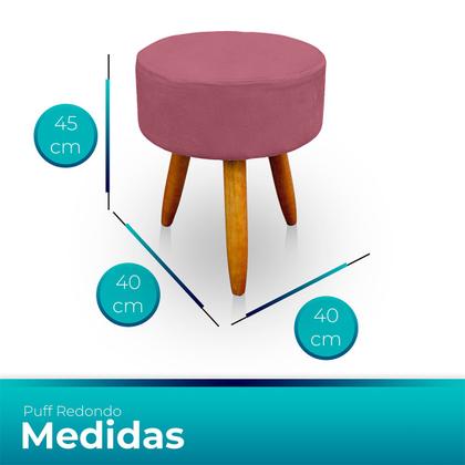 Imagem de Kit 2 Puff Redondo para Sala e Quarto Suede  - LH Decor