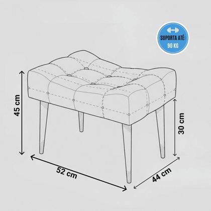 Imagem de Kit 2 Puff Requinte Retangular Pés Palito Pufe Puf