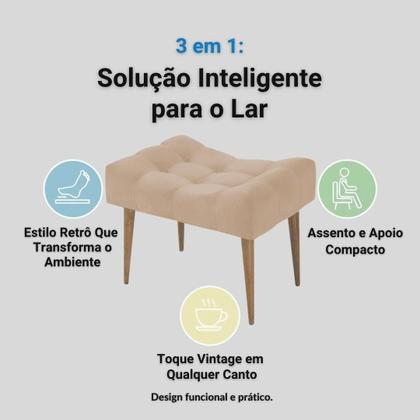 Imagem de Kit 2 Puff Requinte Retangular Pés Palito Pufe Puf