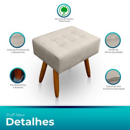 Imagem de Kit 2 Puff Retangular New para Sala e Quarto Suede  - LH Decor
