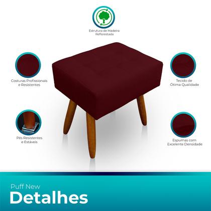 Imagem de Kit 2 Puff Retangular New para Sala e Quarto Suede  - LH Decor