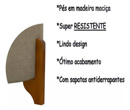 Imagem de Kit 2 Puff Thor Redondo Em Linho Com material sintético Pés Em Madeira Maciça Decorativo Sala Quarto