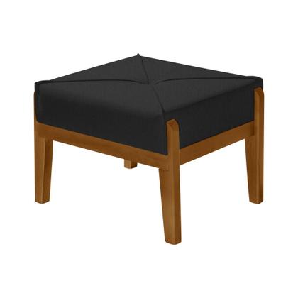 Imagem de Kit 2 Puff Verona Luxo Veludo Preto 60x50 Base em Madeira Maciça 