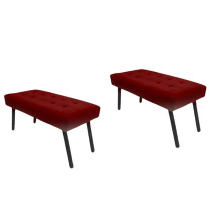 Imagem de KIT 2 Puffe Banqueta Retangular Londres Decorativo, quarto, sala e Closet entre outros.. Suede Vinho