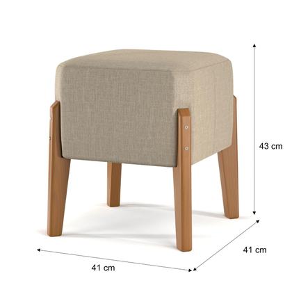 Imagem de Kit 2 Puffs Banqueta Ana Decorativos Bege Movelove  Para Sala, Quarto, Escritório e Penteadeira