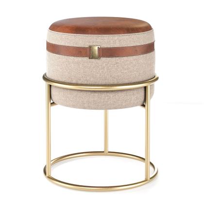 Imagem de Kit 2 puffs com base de ferro Dallas sala quarto bege