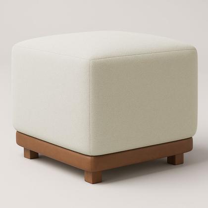 Imagem de Kit 2 Puffs Dalilla Bouclé Premium Exclusivos Assento Extra Para Sala Quarto Base Peroba Pés Castanho Design Moderno