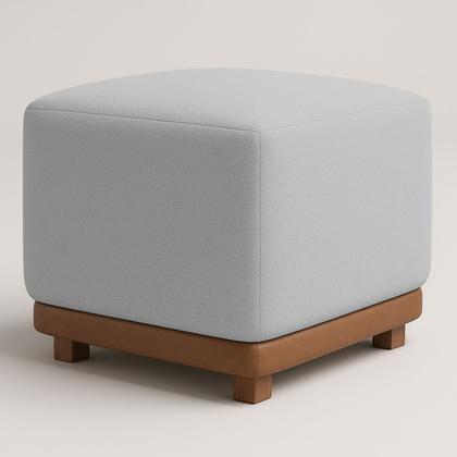 Imagem de Kit 2 Puffs Dalilla Bouclé Premium Exclusivos Assento Extra Para Sala Quarto Base Peroba Pés Castanho Design Moderno